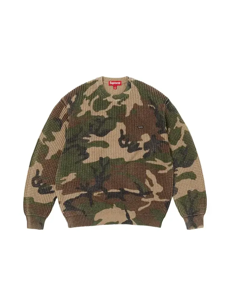 Свитер Supreme Washed Small Box Waffle Sweater 'Woodland Camo' — изображение 1 из 1, коричневый