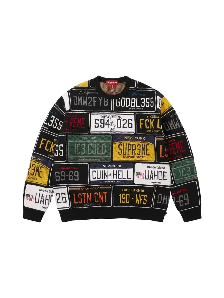 Свитер Supreme License Plate Sweater — изображение 1 из 2, черный