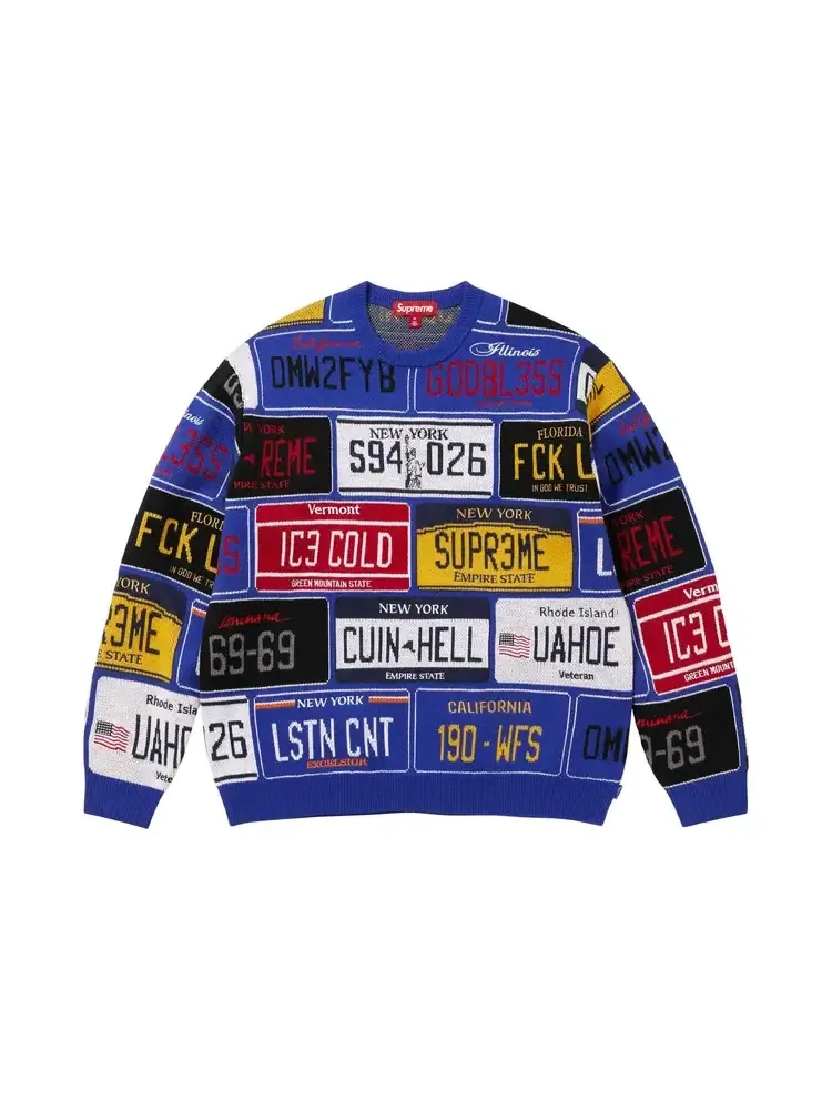 Свитер Supreme License Plate Sweater — изображение 1 из 2, синий