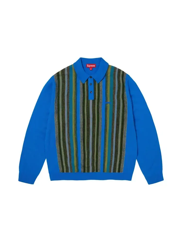 Поло-свитер в цветную полоску Supreme — изображение 1 из 1, синий