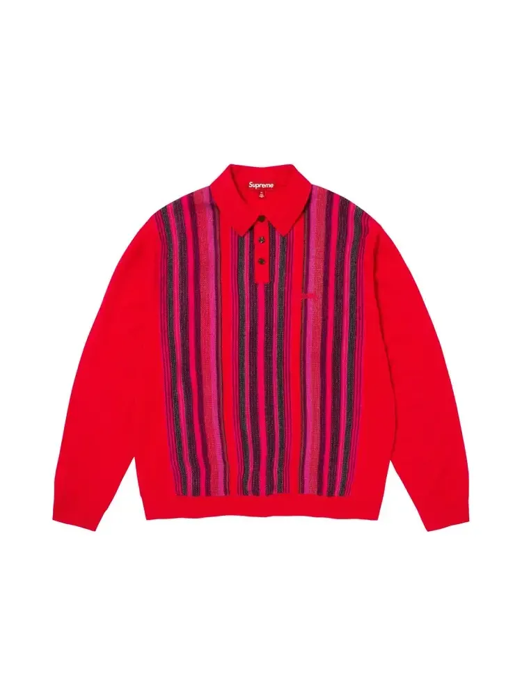 Поло-свитер в цветную полоску Supreme — изображение 1 из 1, красный
