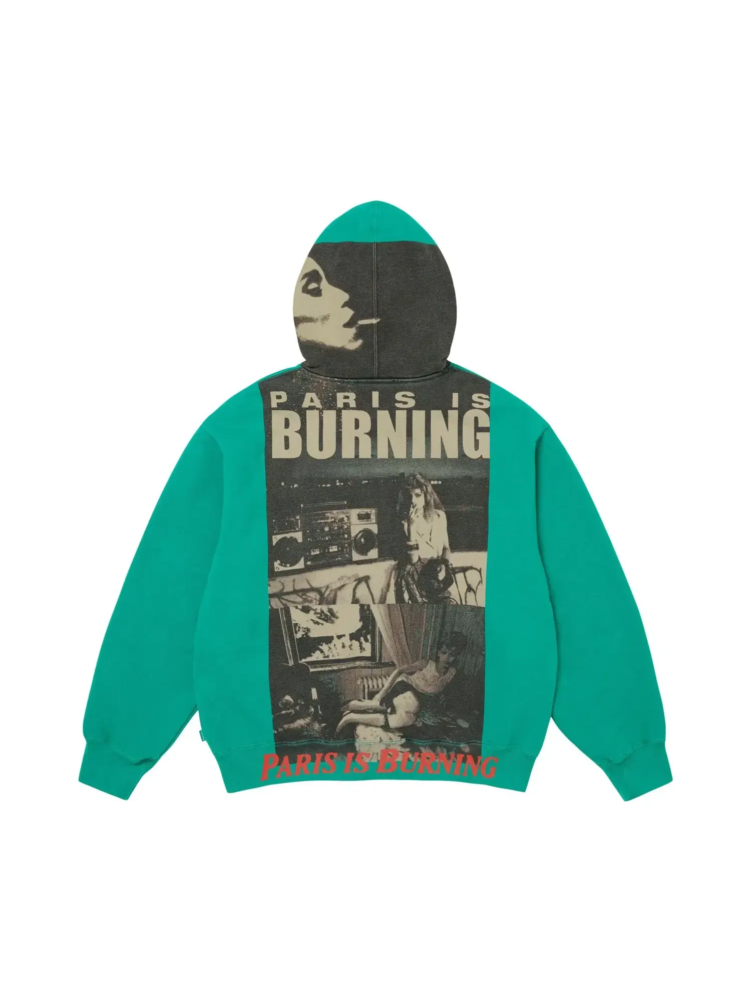 Худи на молнии Supreme Paris Is Burning Zip Up Hooded Sweatshirt — изображение 2 из 2, бирюзовый