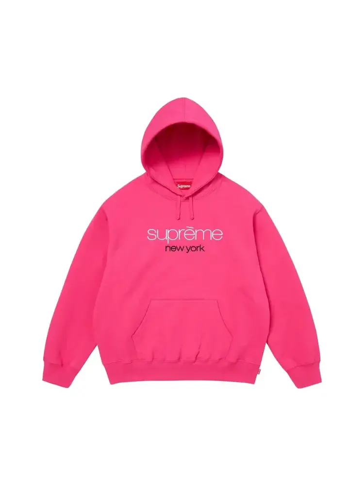 Толстовка Supreme Classic Logo Hooded Sweatshirt 'Bright Fuchsia' — изображение 1 из 1, розовый