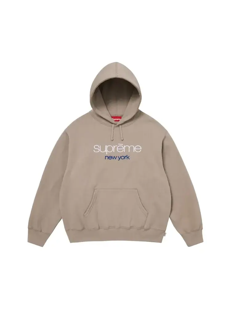Толстовка Supreme Classic Logo Hooded Sweatshirt 'Taupe' — изображение 1 из 1, бежевый