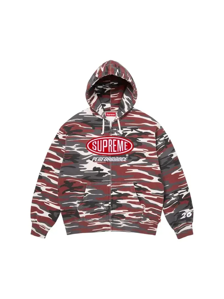 Толстовка Supreme Performance на молнии с капюшоном, цвет «Красный камуфляж» — изображение 1 из 1