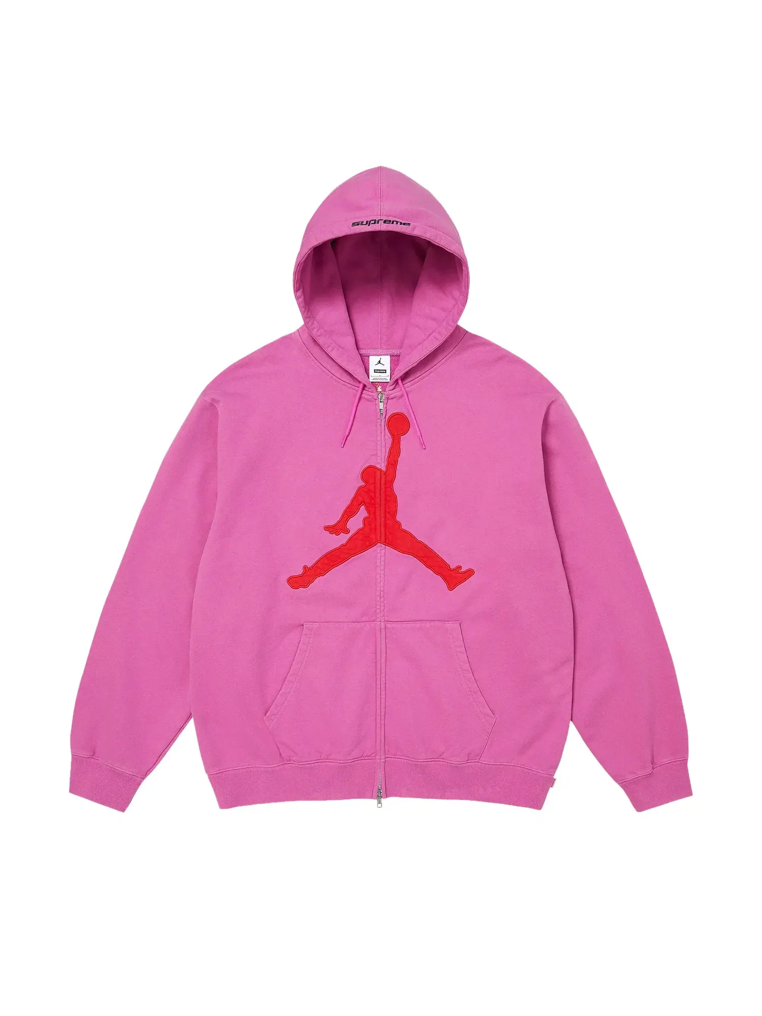 Толстовка Supreme x Jordan на молнии с капюшоном — изображение 1 из 2, розовый