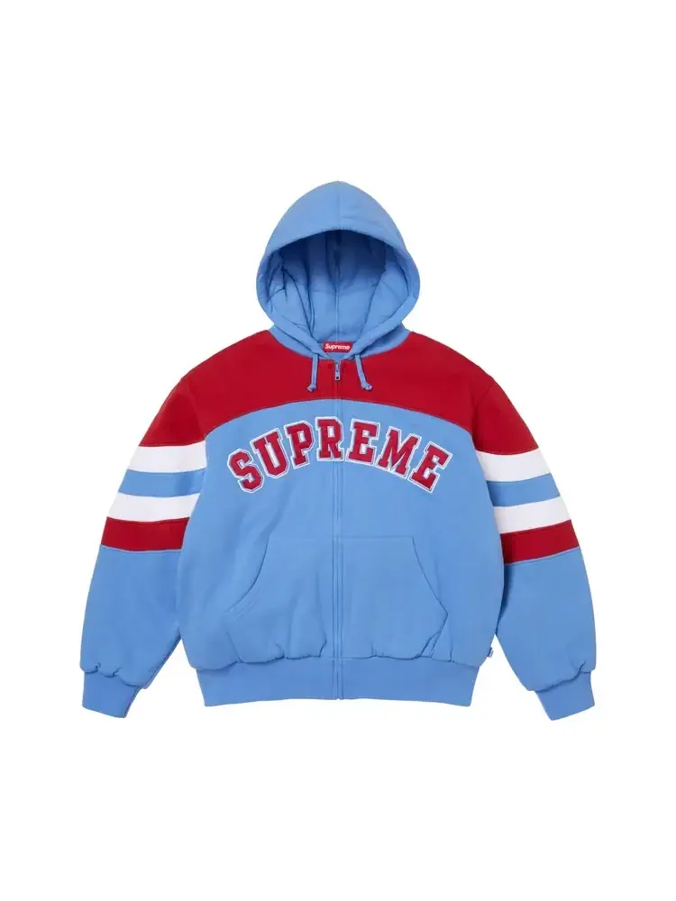 Толстовка Supreme с капюшоном на молнии — изображение 1 из 2, светло-голубая