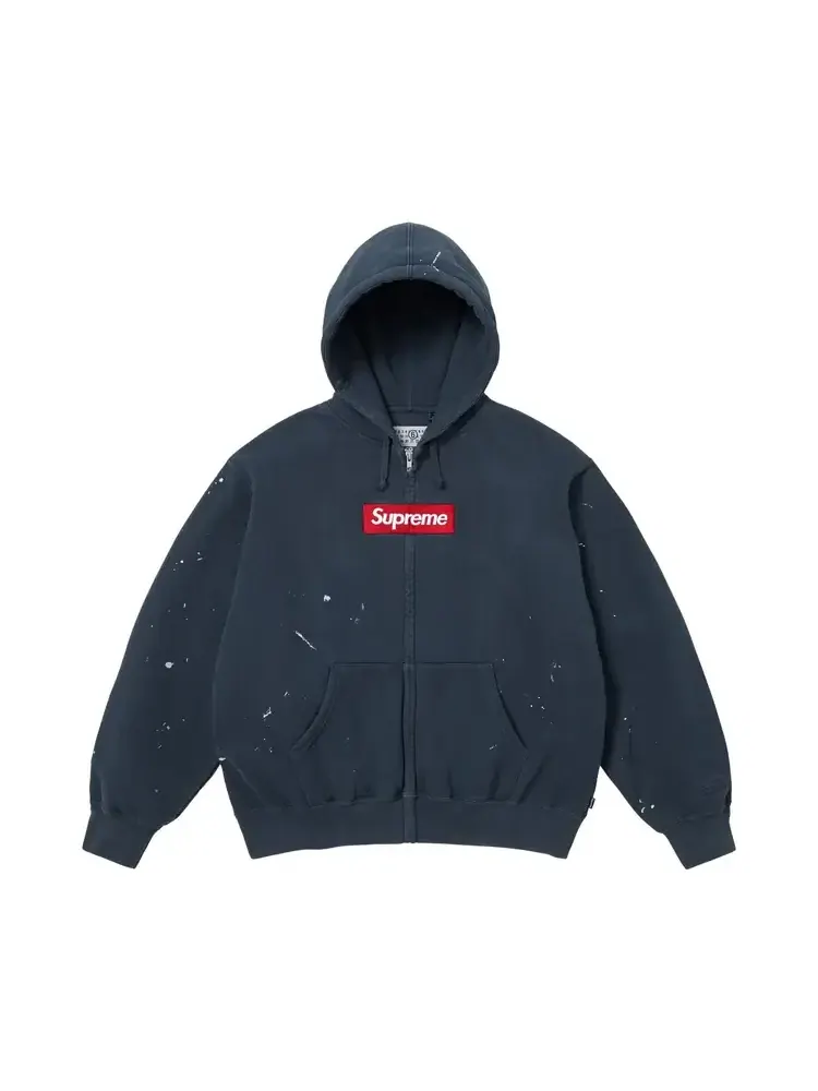 Толстовка Supreme x MM6 Maison Margiela с логотипом в виде коробки и застежкой-молнией — изображение 1 из 2, синий