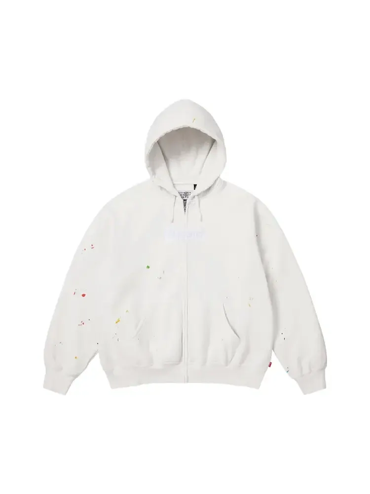 Толстовка Supreme x MM6 Maison Margiela с логотипом в виде коробки и застежкой-молнией — изображение 1 из 2, белый