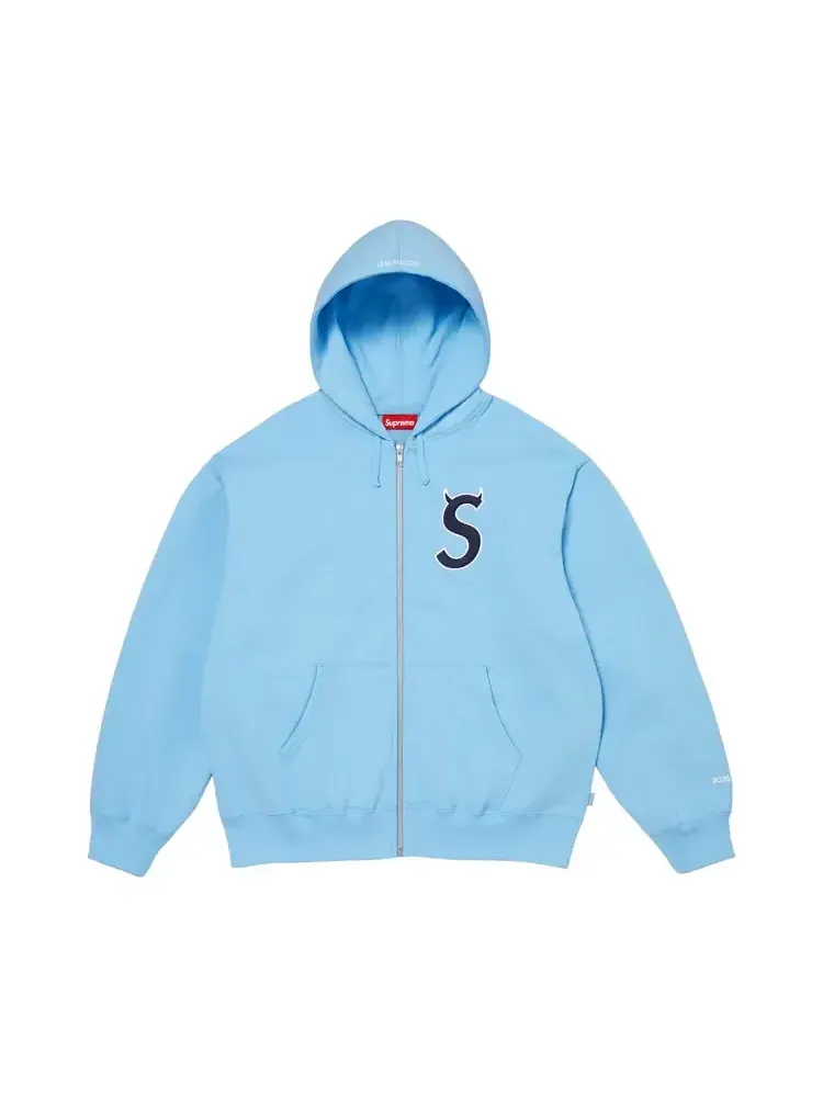Толстовка Supreme Devil S Logo на молнии с капюшоном — изображение 1 из 1, светло-голубая