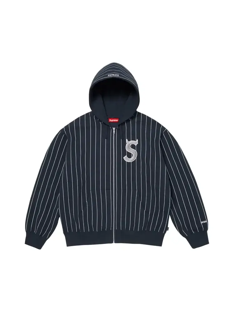 Толстовка Supreme Devil S Logo на молнии с капюшоном, полосатая — изображение 1 из 1, черный