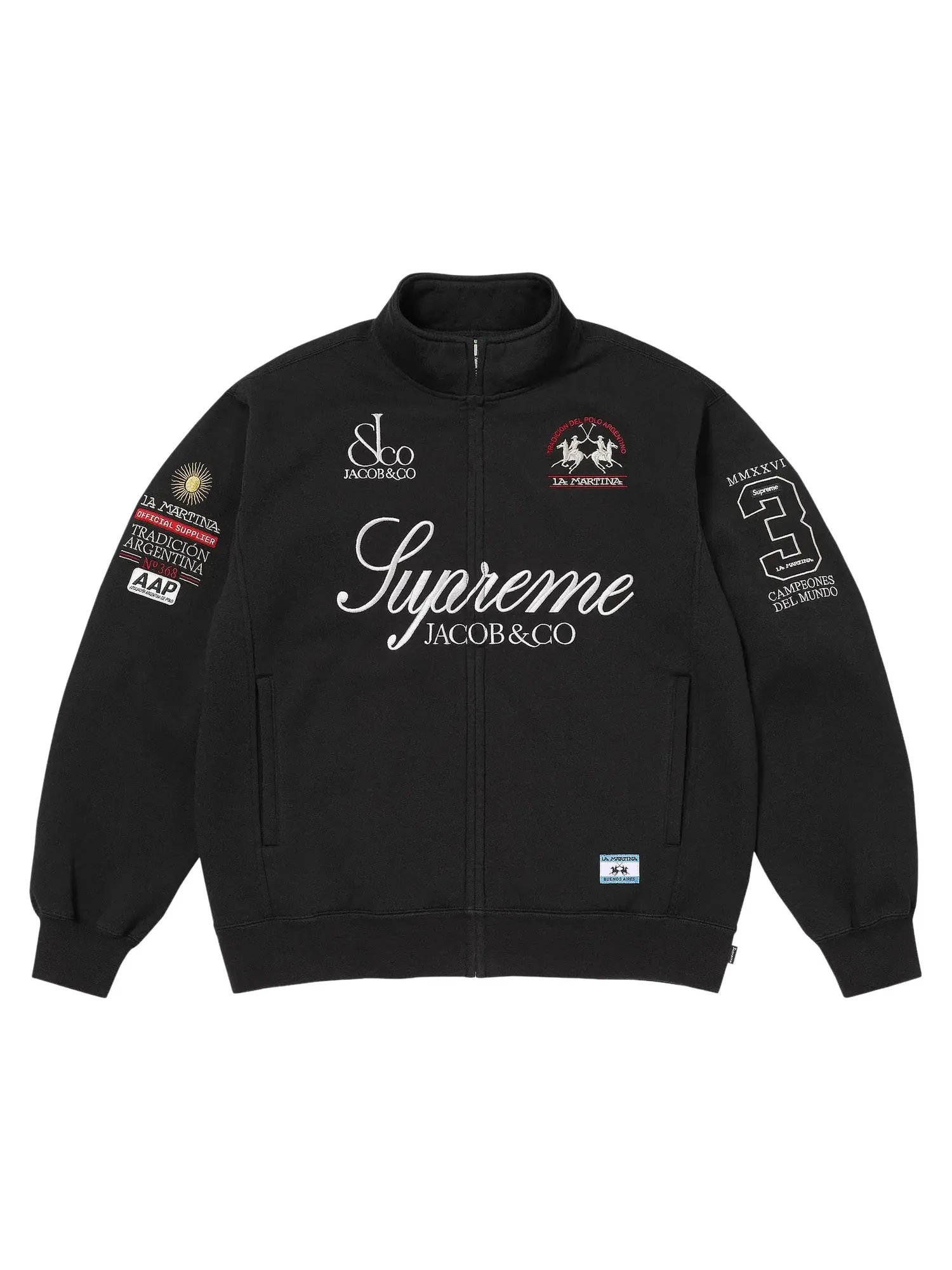Толстовка на молнии Supreme x La Martina x Jacob & Co — изображение 1 из 2, черный