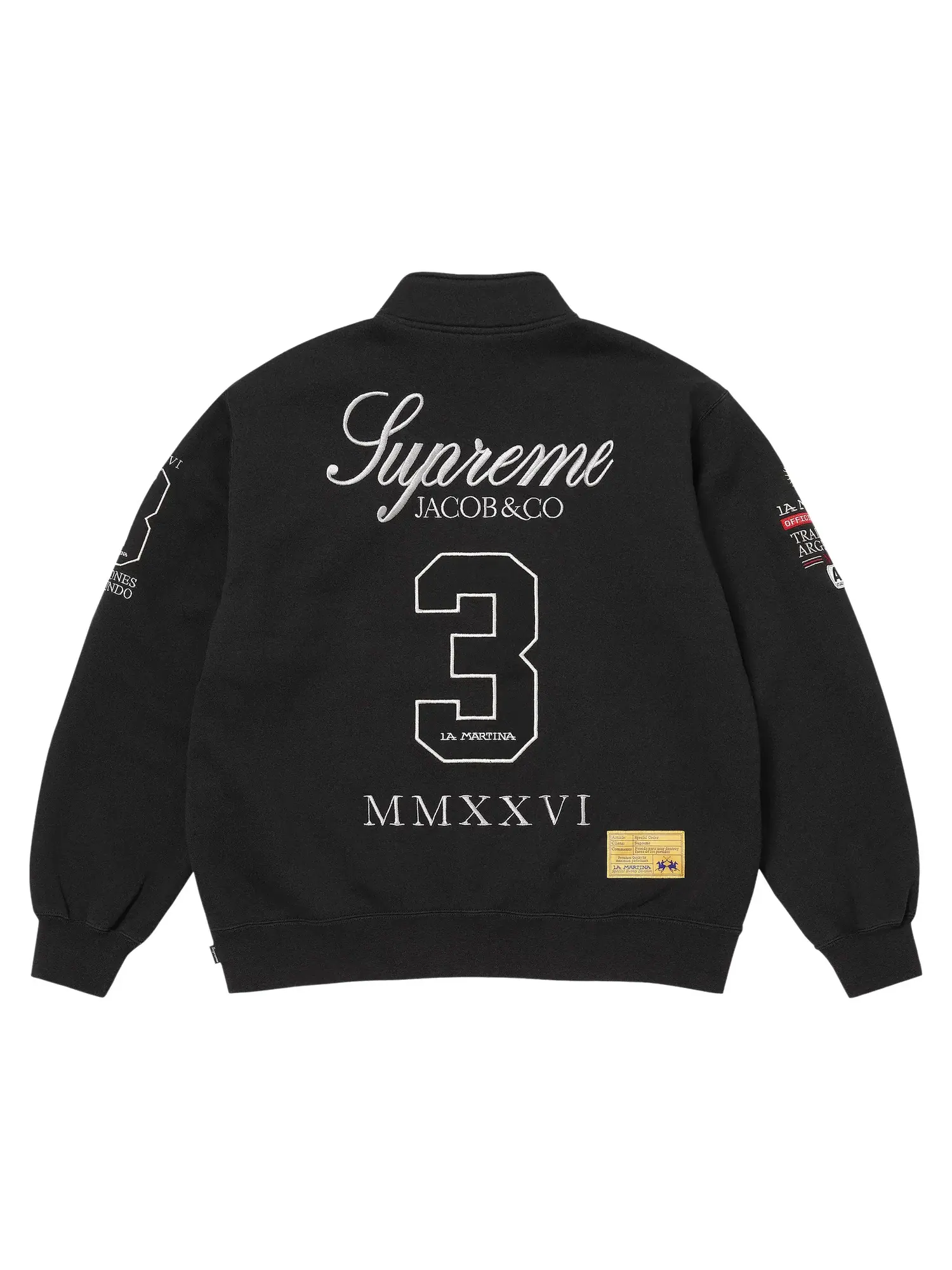 Толстовка на молнии Supreme x La Martina x Jacob & Co — изображение 2 из 2, черный