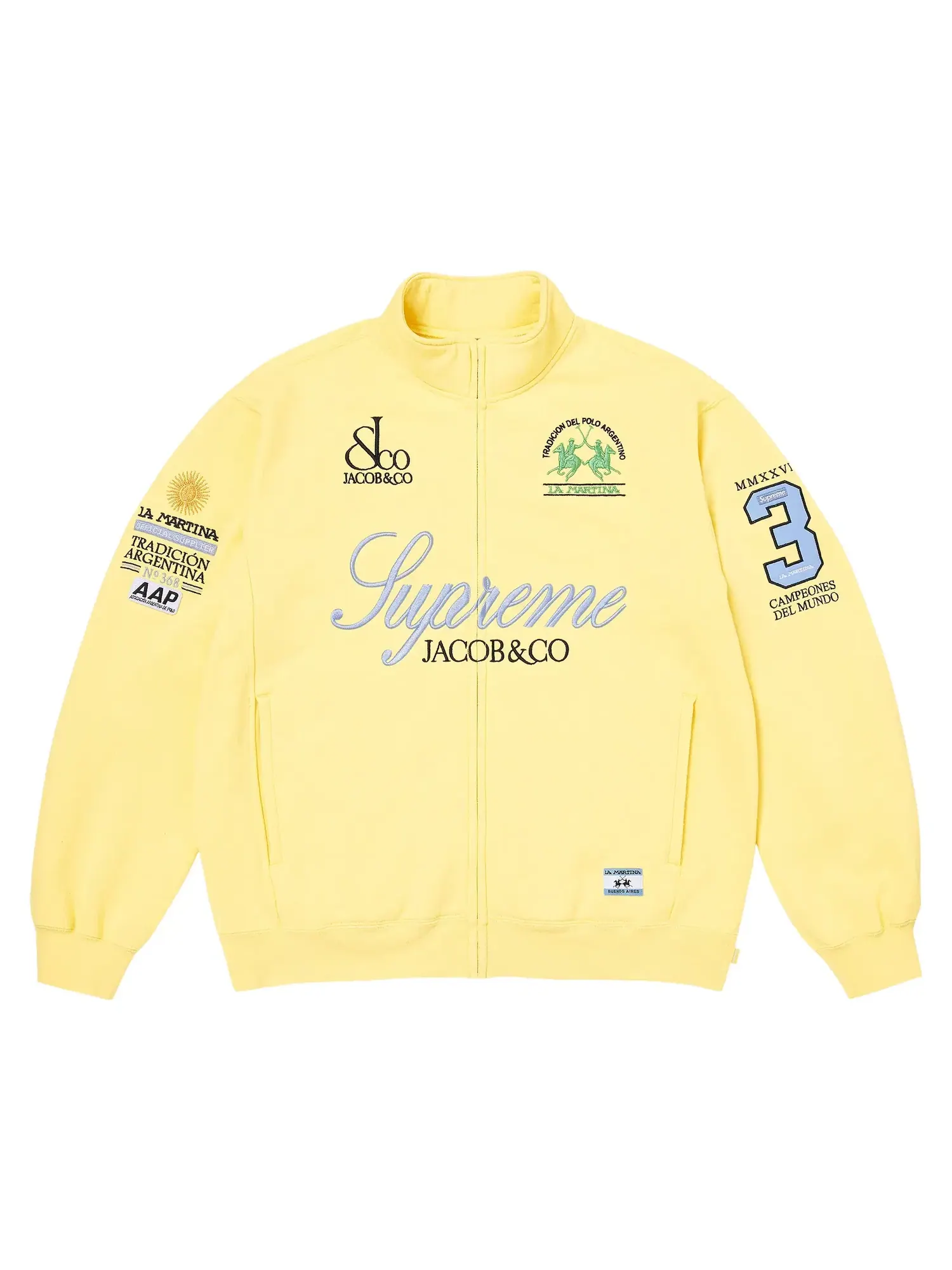Толстовка на молнии Supreme x La Martina x Jacob & Co — изображение 1 из 2, светлый желтый