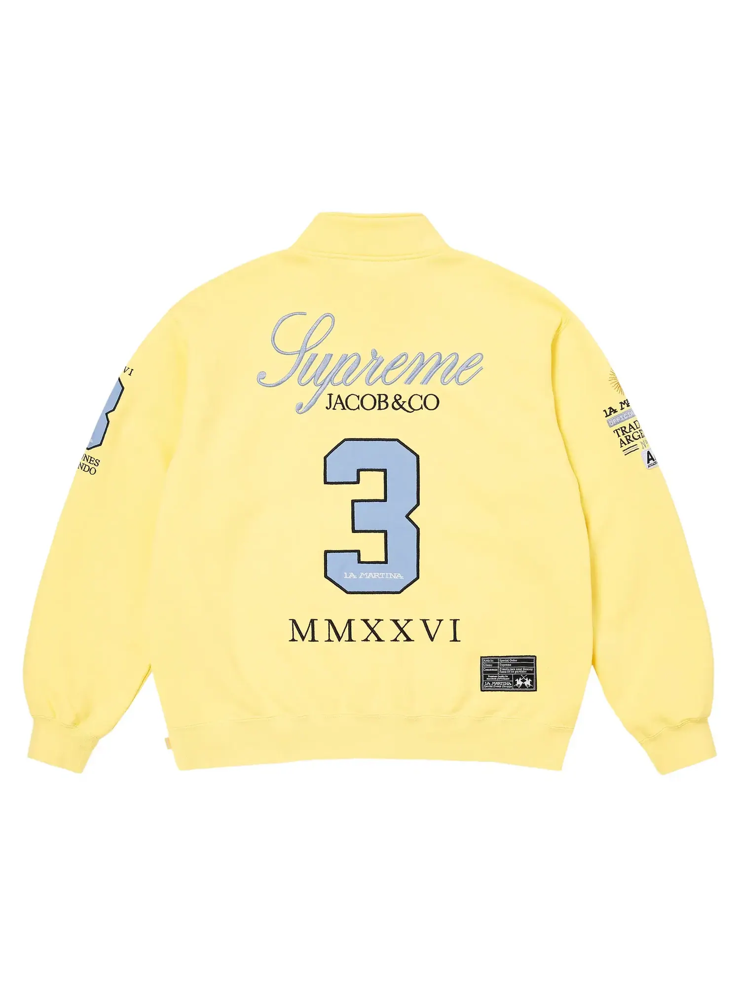 Толстовка на молнии Supreme x La Martina x Jacob & Co — изображение 2 из 2, светлый желтый