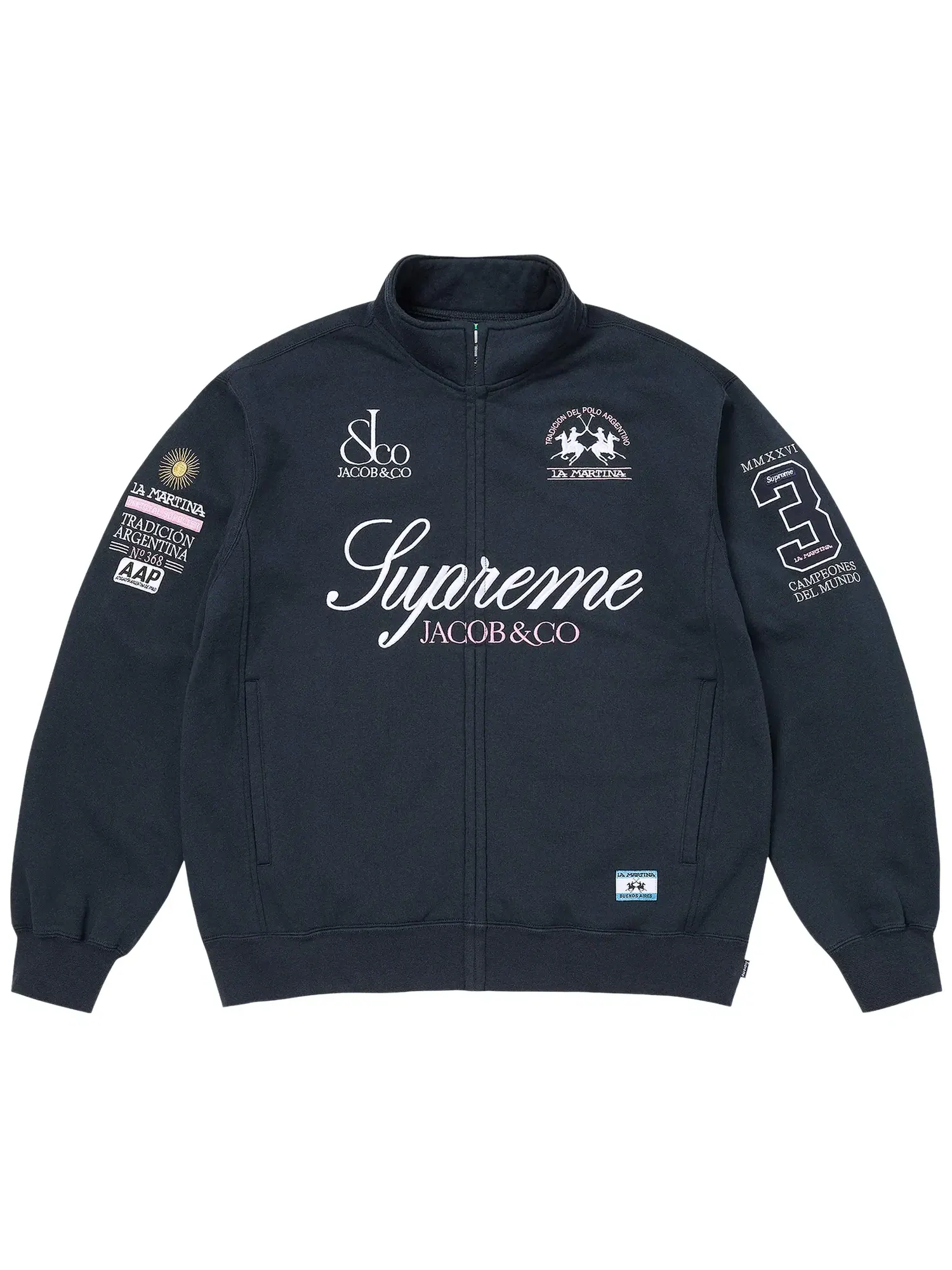 Толстовка на молнии Supreme x La Martina x Jacob & Co — изображение 1 из 2, темно-синий