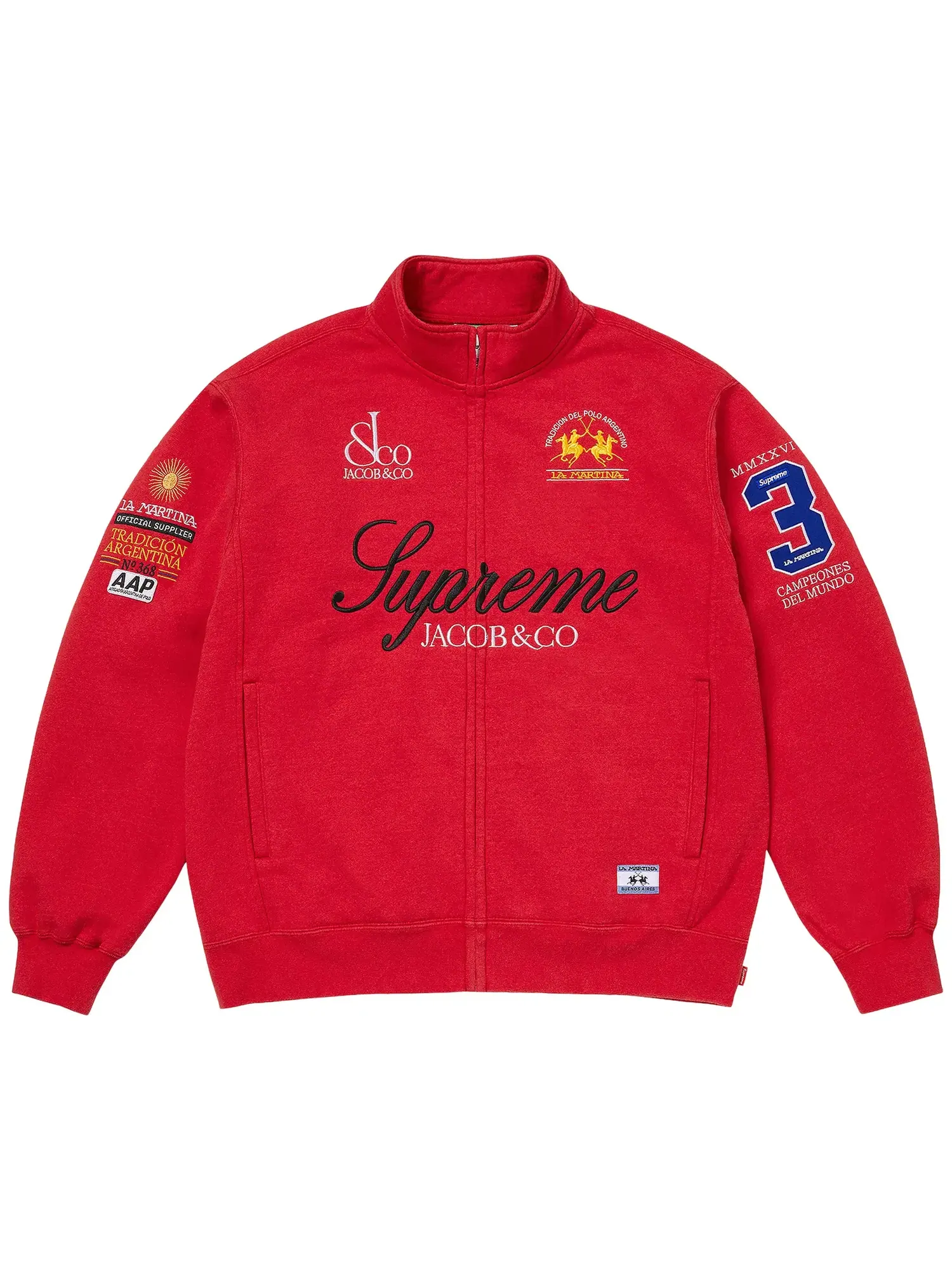 Толстовка на молнии Supreme x La Martina x Jacob & Co — изображение 1 из 2, красный