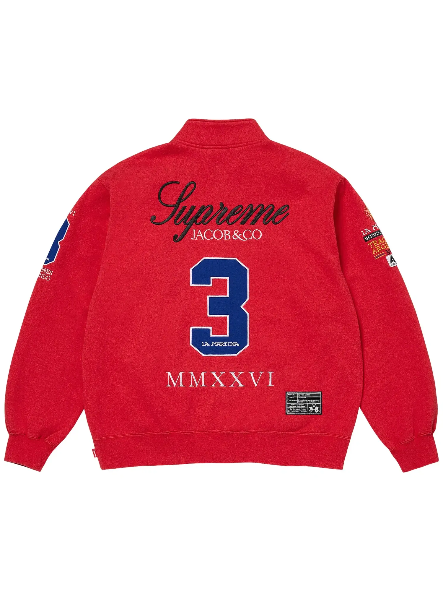 Толстовка на молнии Supreme x La Martina x Jacob & Co — изображение 2 из 2, красный