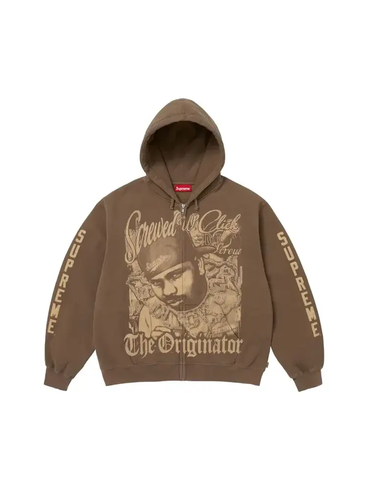 Толстовка на молнии с капюшоном Supreme x Dj Screw — изображение 1 из 2, коричневый