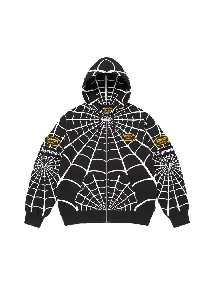Толстовка на молнии с капюшоном Supreme x Vanson Leathers Spider-Man — изображение 1 из 2, черный