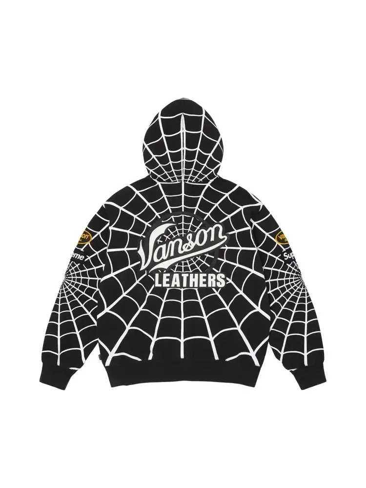 Толстовка на молнии с капюшоном Supreme x Vanson Leathers Spider-Man — изображение 2 из 2, черный
