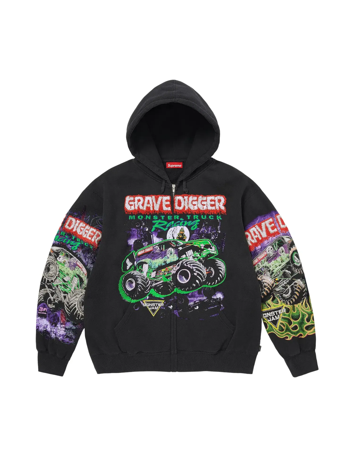 Толстовка Supreme Monster Jam Grave Digger на молнии с капюшоном — изображение 1 из 2, черный