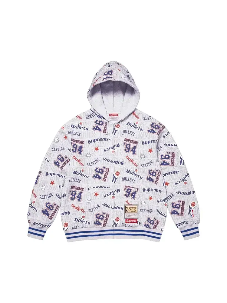 Толстовка с капюшоном на молнии Supreme x Mitchell & Ness Teams — изображение 1 из 2, серый