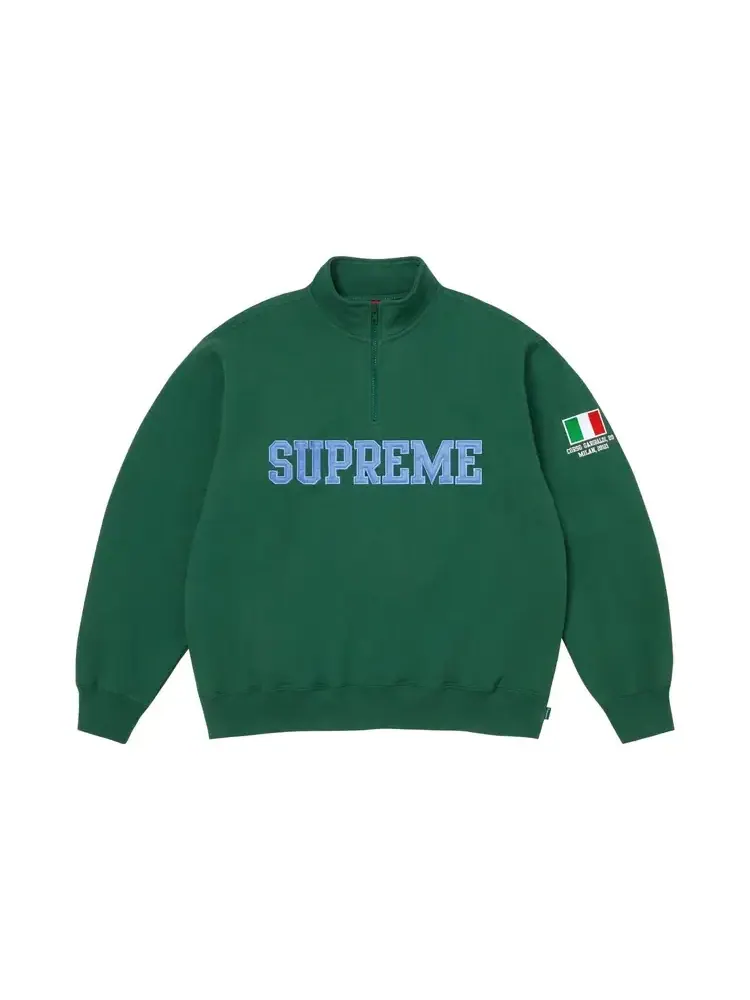 Пуловер Supreme Shop Flag Half Zip Pullover 'Dark Green Milan' — изображение 1 из 1, зеленый