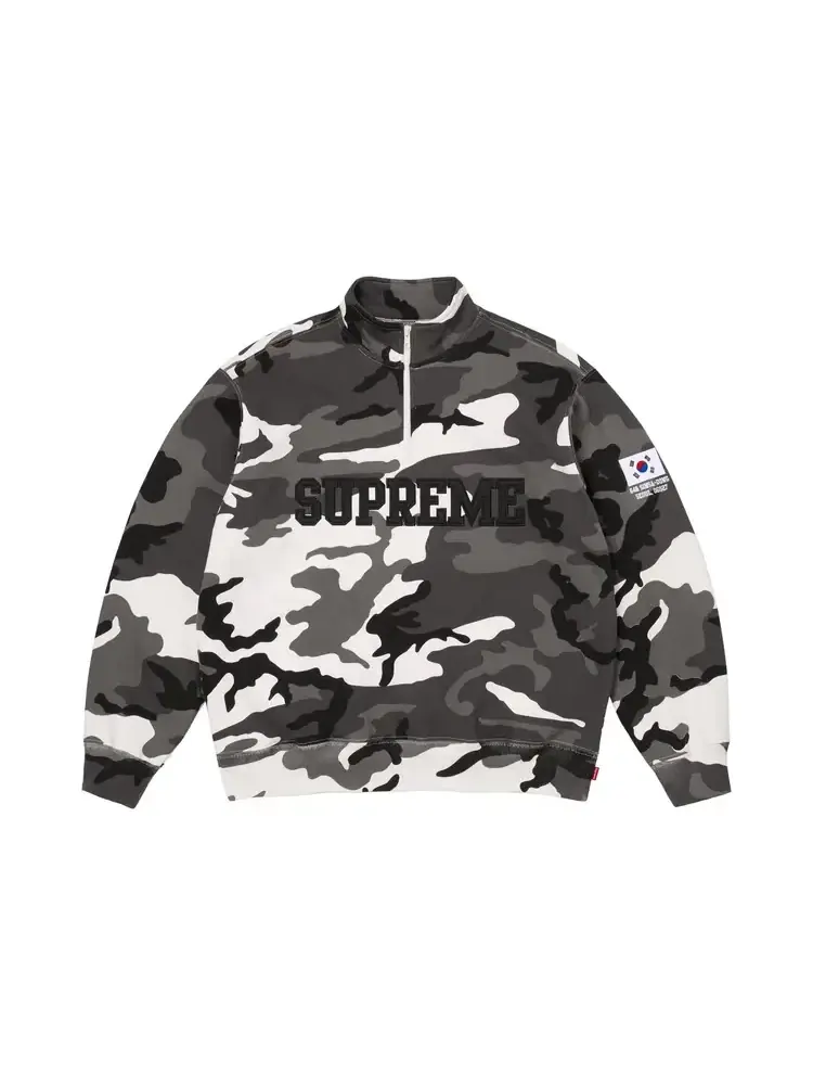 Пуловер Supreme Shop Flag Half Zip Pullover 'Snow Camo Seoul' — изображение 1 из 1, белый