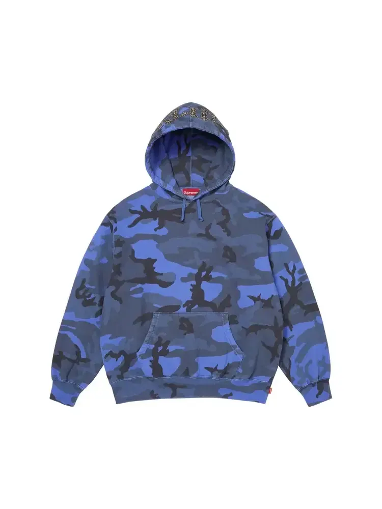 Толстовка Supreme Overdyed Studded Hooded Sweatshirt — изображение 1 из 2, синий