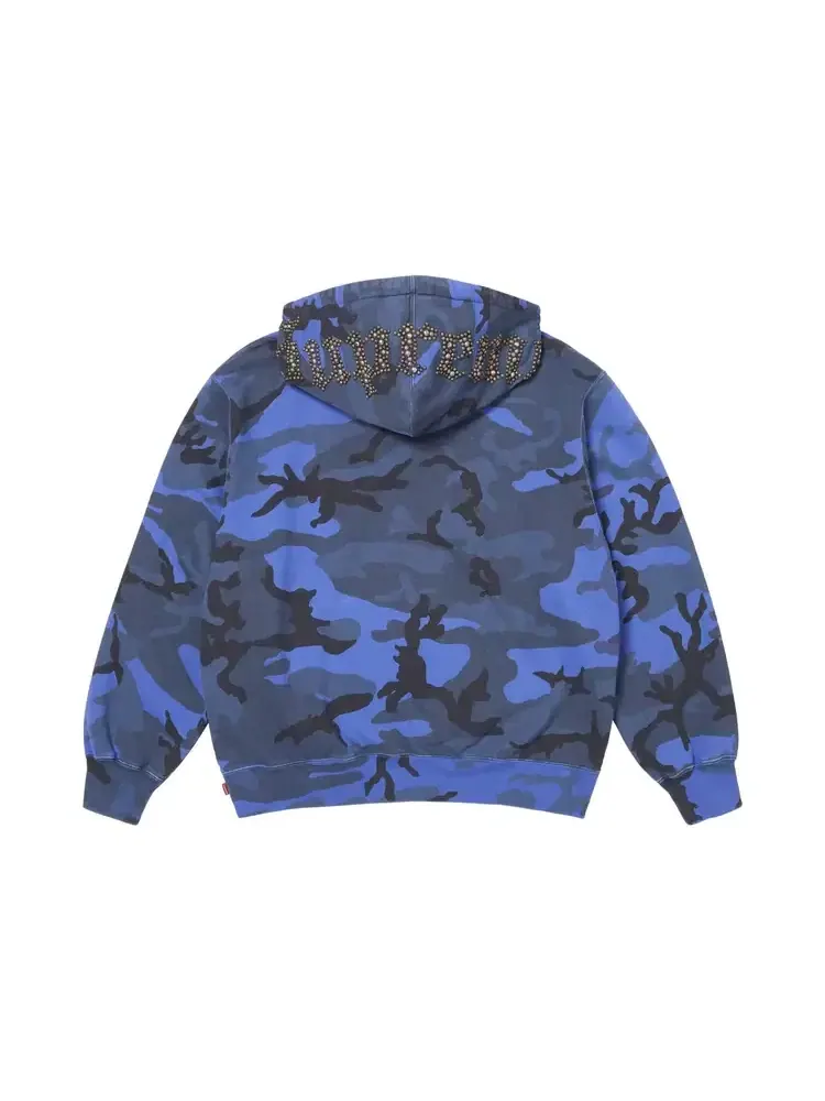 Толстовка Supreme Overdyed Studded Hooded Sweatshirt — изображение 2 из 2, синий