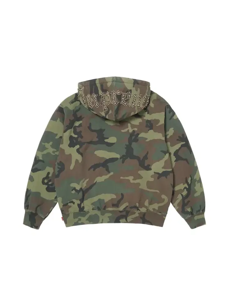 Толстовка Supreme Overdyed Studded Hooded Sweatshirt — изображение 2 из 2, зеленый