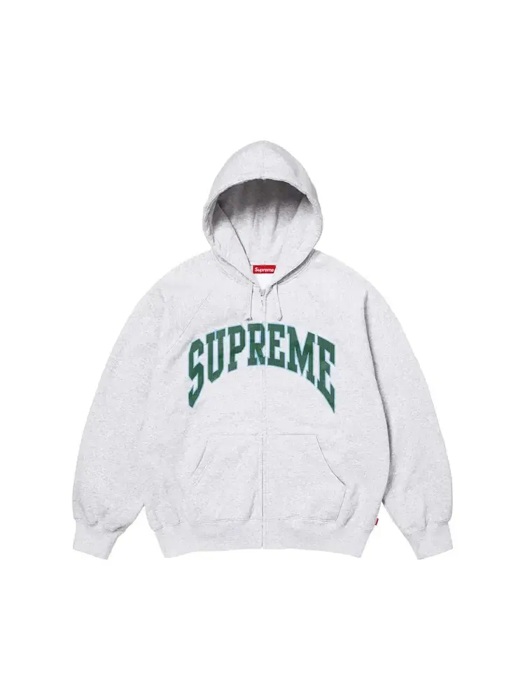 Толстовка Supreme Cracked Raglan Zip Up Hooded Sweatshirt — изображение 1 из 2, серый