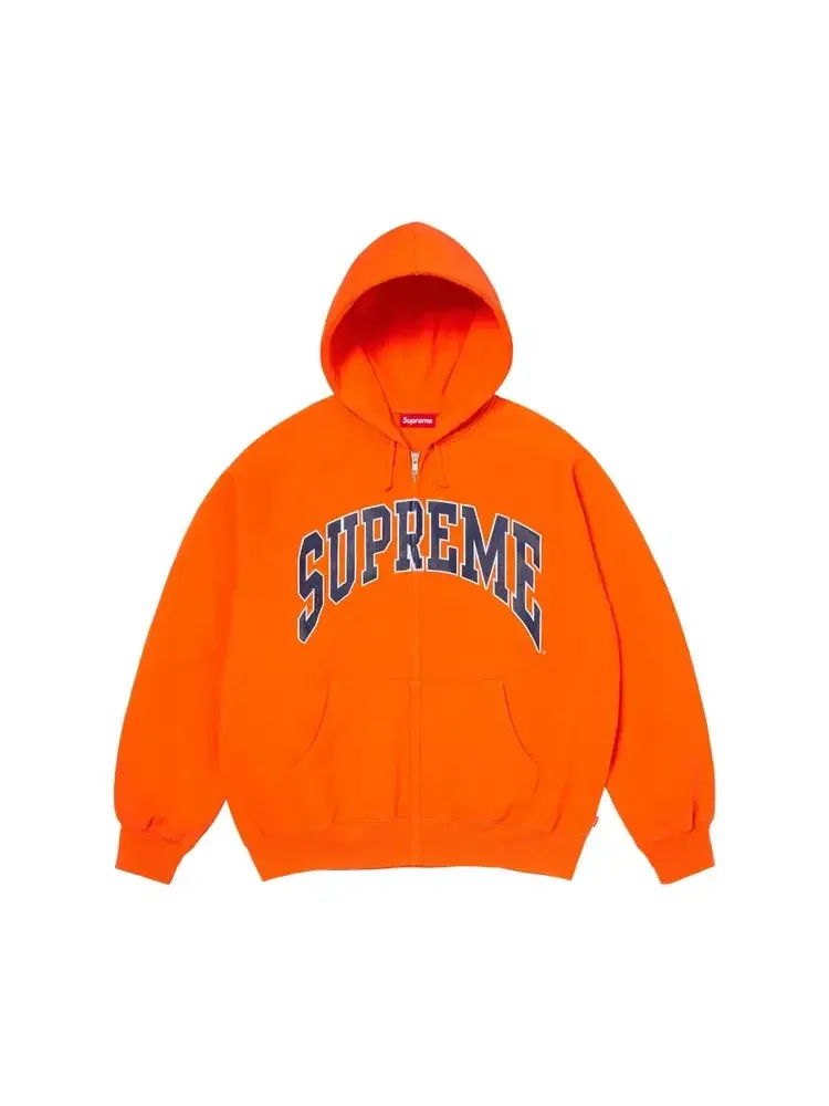 Толстовка Supreme Cracked Raglan Zip Up Hooded Sweatshirt — изображение 1 из 2, оранжевый