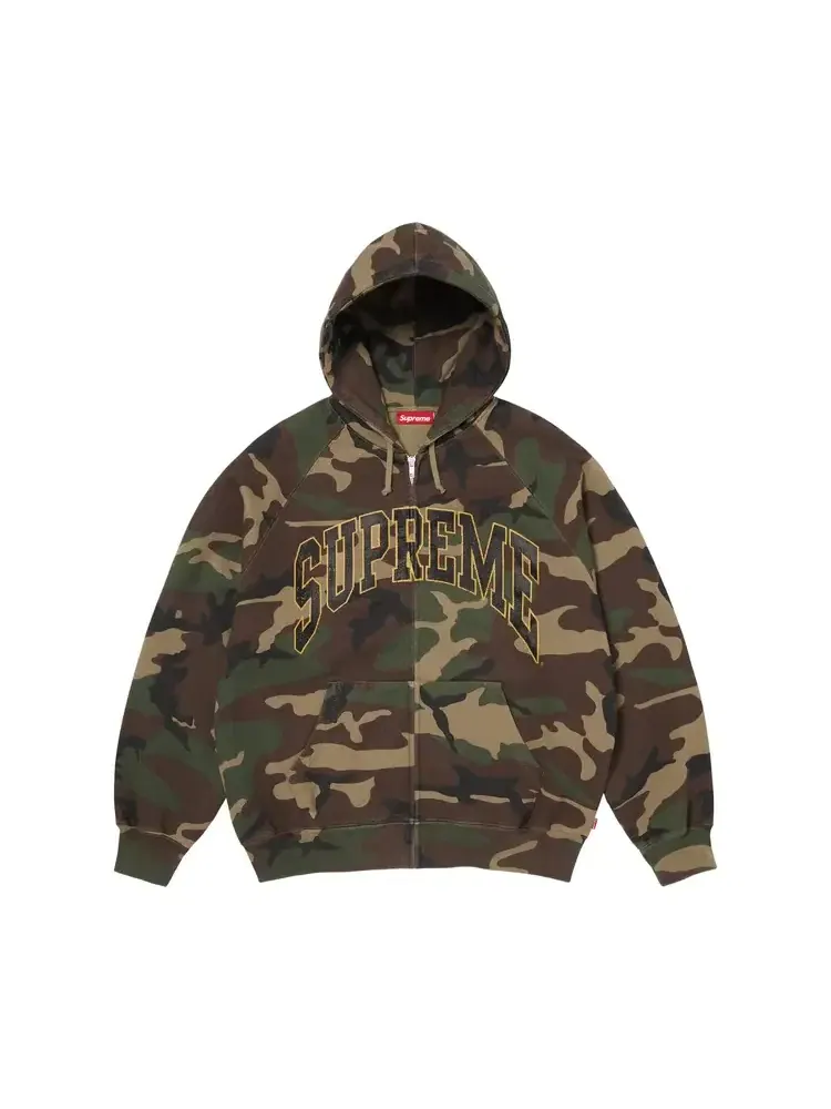 Толстовка Supreme Cracked Raglan Zip Up Hooded Sweatshirt — изображение 1 из 2, зеленый