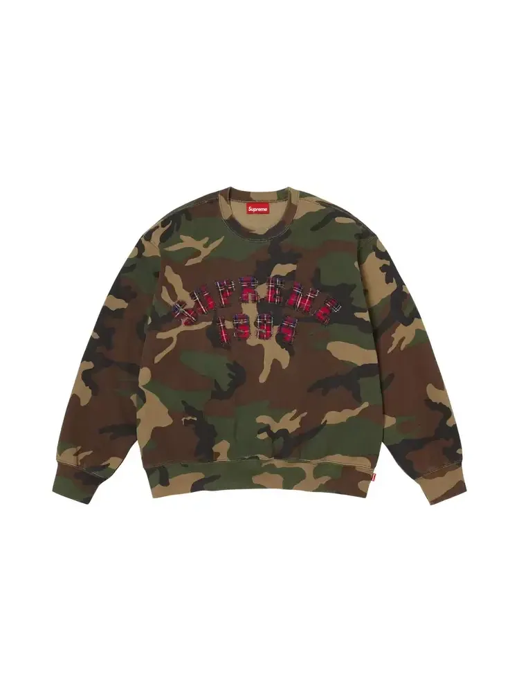 Свитшот Supreme Plaid Arc Crewneck 'Woodland Camo' — изображение 1 из 1, коричневый