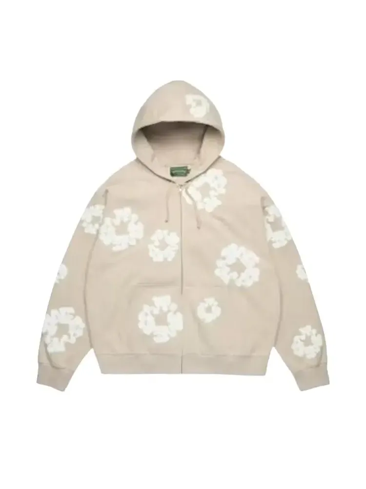 Худи на молнии Denim Tears Cotton Wreath — изображение 1 из 2, бежевый