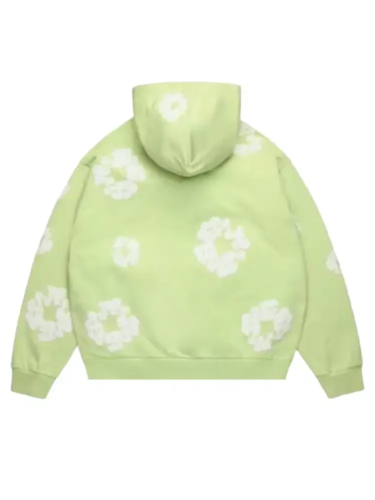 Хлопковое худи Denim Tears Cotton Wreath Zip Hoodie — изображение 2 из 2, зеленый