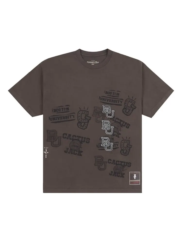 Футболка Cactus Jack By Travis Scott Cactus Jack by Travis Scott x Mitchell & Ness Boston University Seal Tee, коричневый