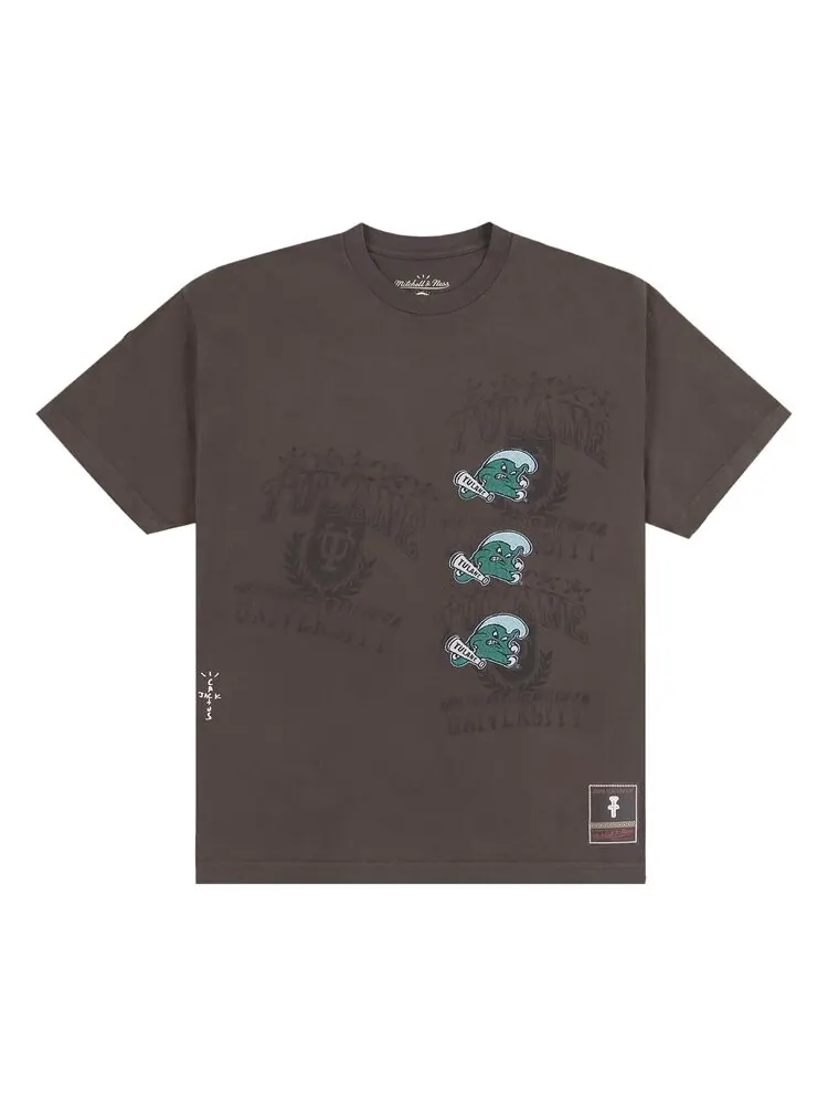 Футболка Cactus Jack By Travis Scott Cactus Jack by Travis Scott x Mitchell & Ness Tulane University Seal Tee, коричневый