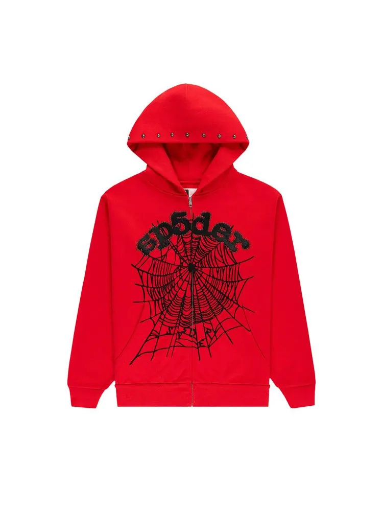 Худи Sp5der OG Web Studded Zip Hoodie — изображение 1 из 3, красный