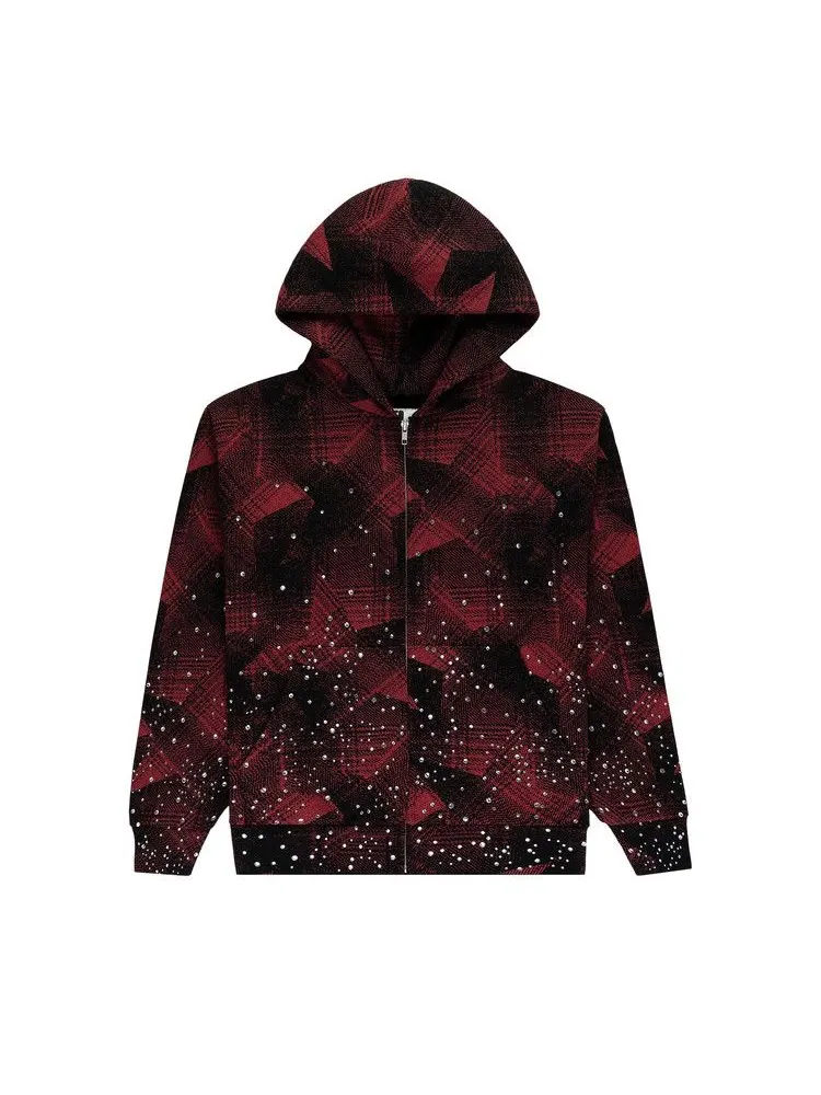 Худи Sp5der Star Plaid Full Zip Hoodie — изображение 1 из 3, черный