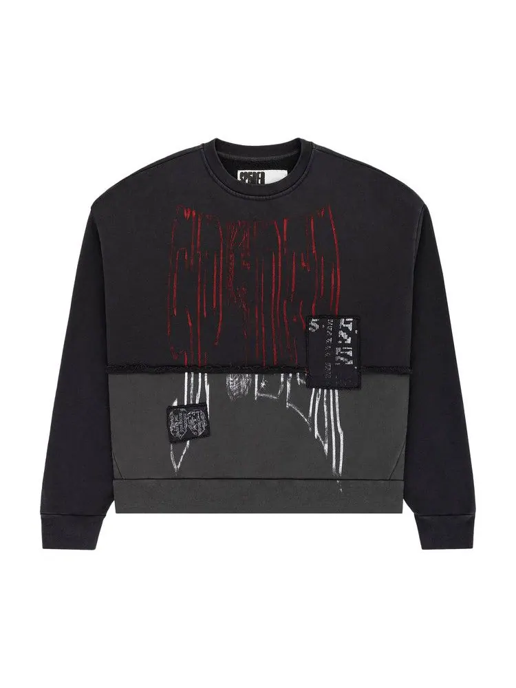 Свитер Sp5der Diffused Collegiate Crewneck — изображение 1 из 3, черный