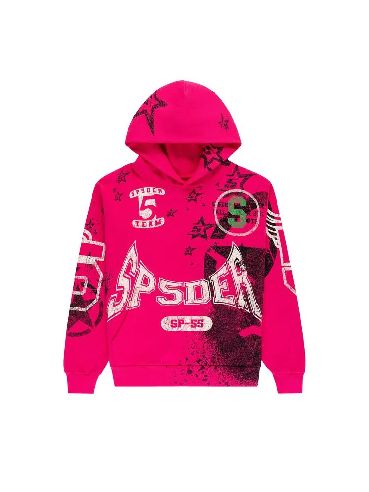 Худи Sp5der Stencil Hoodie — изображение 1 из 3, розовый