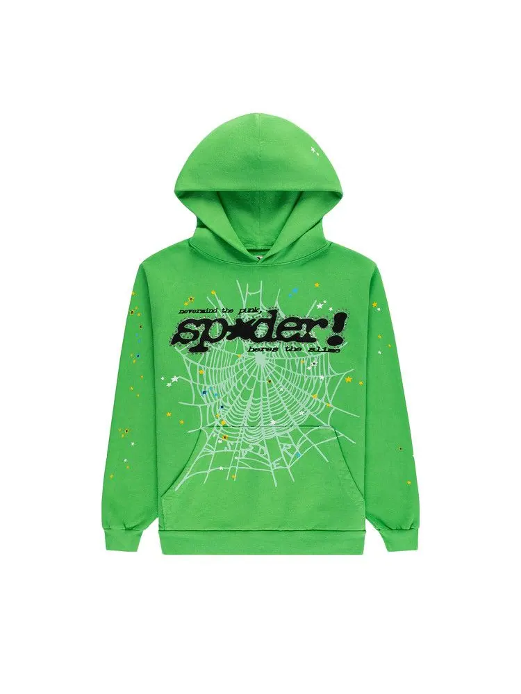 Худи Sp5der Punk V2 Rhinestone Hoodie — изображение 1 из 3, яркий зеленый