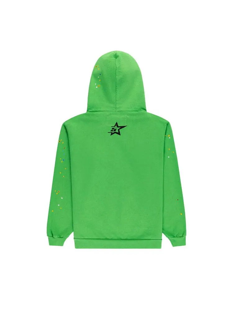 Худи Sp5der Punk V2 Rhinestone Hoodie — изображение 2 из 3, яркий зеленый