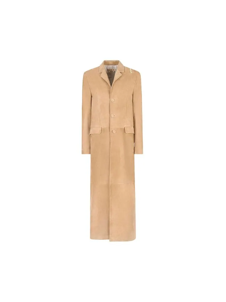 Пальто Marni Soft Suede Duster Coat, Pale Peach — изображение 1 из 1, розовый