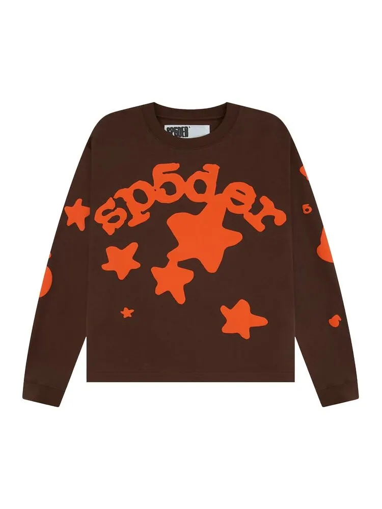 Футболка Sp5der Beluga Long-Sleeve HW Tee Brown — изображение 1 из 2, коричневый