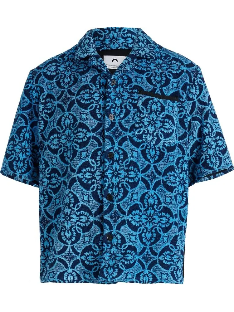 Рубашка Marine Serre Oriental Towels Bowling Shirt 'Oriental Aquarius' — синий