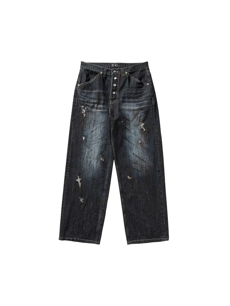 Брюки Thug Club Burn Down Denim Pants 'Blue' — синий